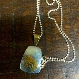 Sterling and silver tribal bear necklace